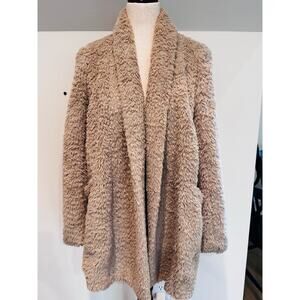 Kenneth Cole New York Faux Fur Teddy Jacket, beige, lined women's Sz Small